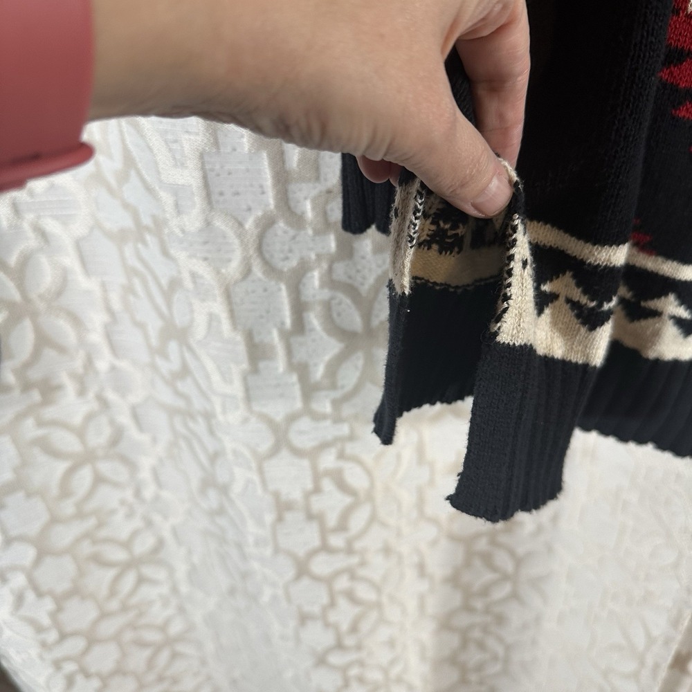 Lauren Ralph Lauren Sweater Womens Black Red Southwest Aztec Knit Pullover Sz XL - Picture 4 of 8